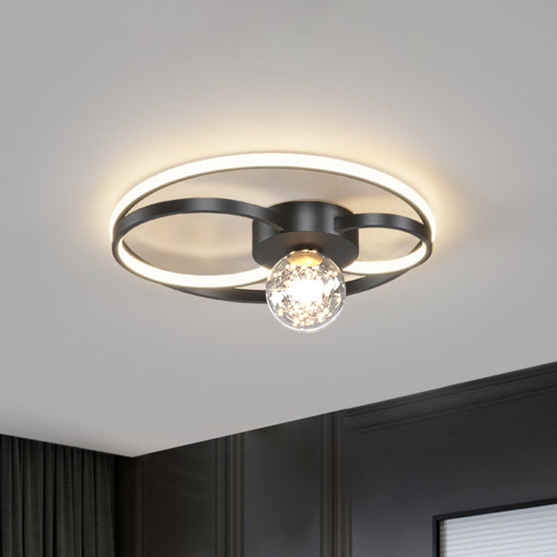 Modern LED Flush Mount Ceiling Light Fixture Black Round Close To Ceiling Lighting with Metal Shade Clearhalo 'Ceiling Lights' 'Close To Ceiling Lights' 'Lighting' 2604432