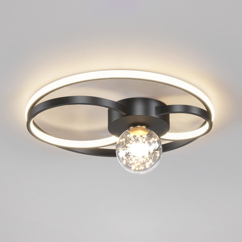 Modern LED Flush Mount Ceiling Light Fixture Black Round Close To Ceiling Lighting with Metal Shade Clearhalo 'Ceiling Lights' 'Close To Ceiling Lights' 'Lighting' 2604435