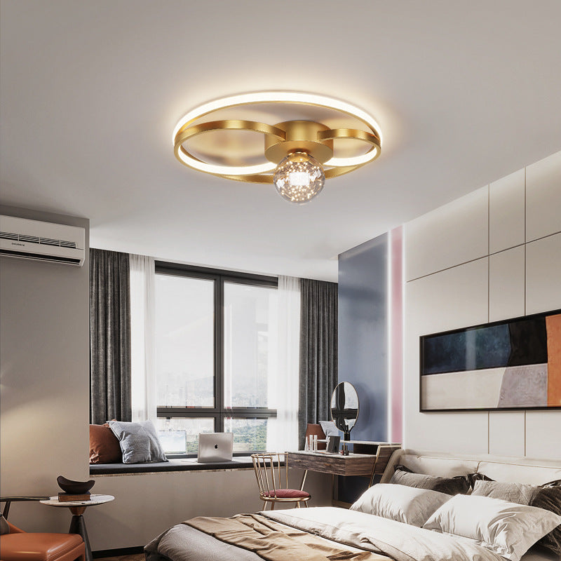 Modern LED Flush Mount Ceiling Light Fixture Black Round Close To Ceiling Lighting with Metal Shade Clearhalo 'Ceiling Lights' 'Close To Ceiling Lights' 'Lighting' 2604436