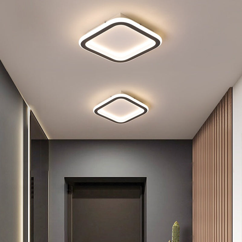 Metal Geometric Flush Mount Ceiling Fixture Modern LED Ceiling Mounted Light in Black Black Square Plate Clearhalo 'Ceiling Lights' 'Close To Ceiling Lights' 'Lighting' 2604475