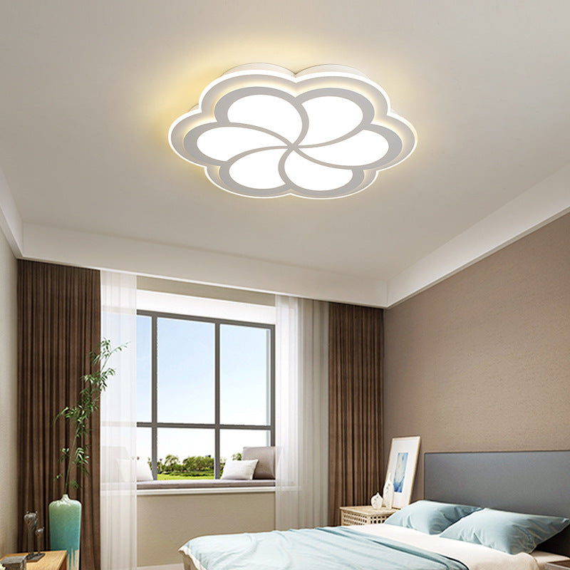 Simplicity LED Flush Mount Light Fixture White Petal Close to Ceiling Lighting with Acrylic Shade Clearhalo 'Ceiling Lights' 'Close To Ceiling Lights' 'Lighting' 2604518