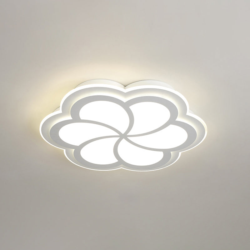 Simplicity LED Flush Mount Light Fixture White Petal Close to Ceiling Lighting with Acrylic Shade White Remote Control Stepless Dimming Flower Clearhalo 'Ceiling Lights' 'Close To Ceiling Lights' 'Lighting' 2604519