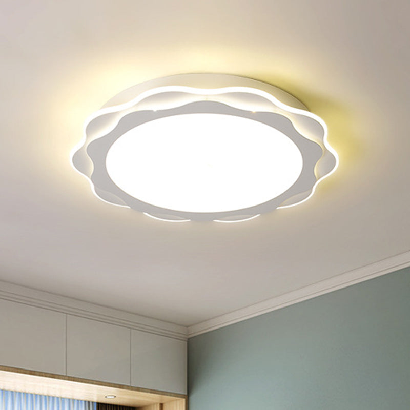 Simplicity LED Flush Mount Light Fixture White Petal Close to Ceiling Lighting with Acrylic Shade Clearhalo 'Ceiling Lights' 'Close To Ceiling Lights' 'Lighting' 2604520