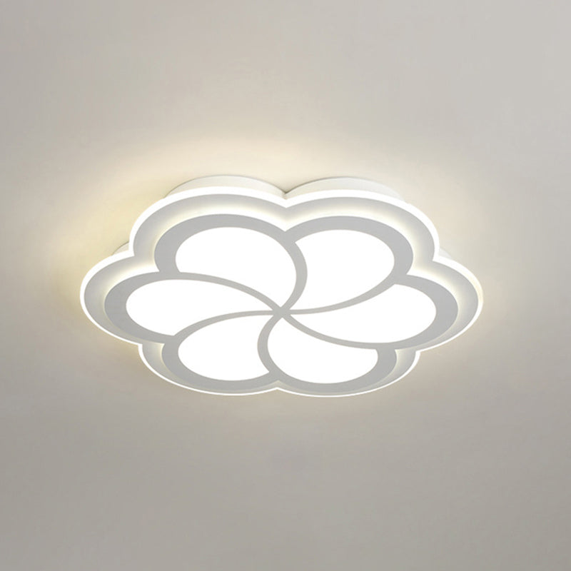 Simplicity LED Flush Mount Light Fixture White Petal Close to Ceiling Lighting with Acrylic Shade White 3 Color Flower Clearhalo 'Ceiling Lights' 'Close To Ceiling Lights' 'Lighting' 2604521