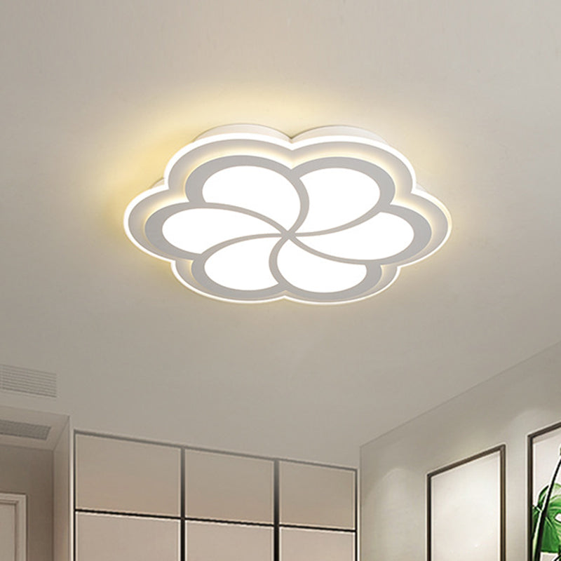 Simplicity LED Flush Mount Light Fixture White Petal Close to Ceiling Lighting with Acrylic Shade Clearhalo 'Ceiling Lights' 'Close To Ceiling Lights' 'Lighting' 2604522