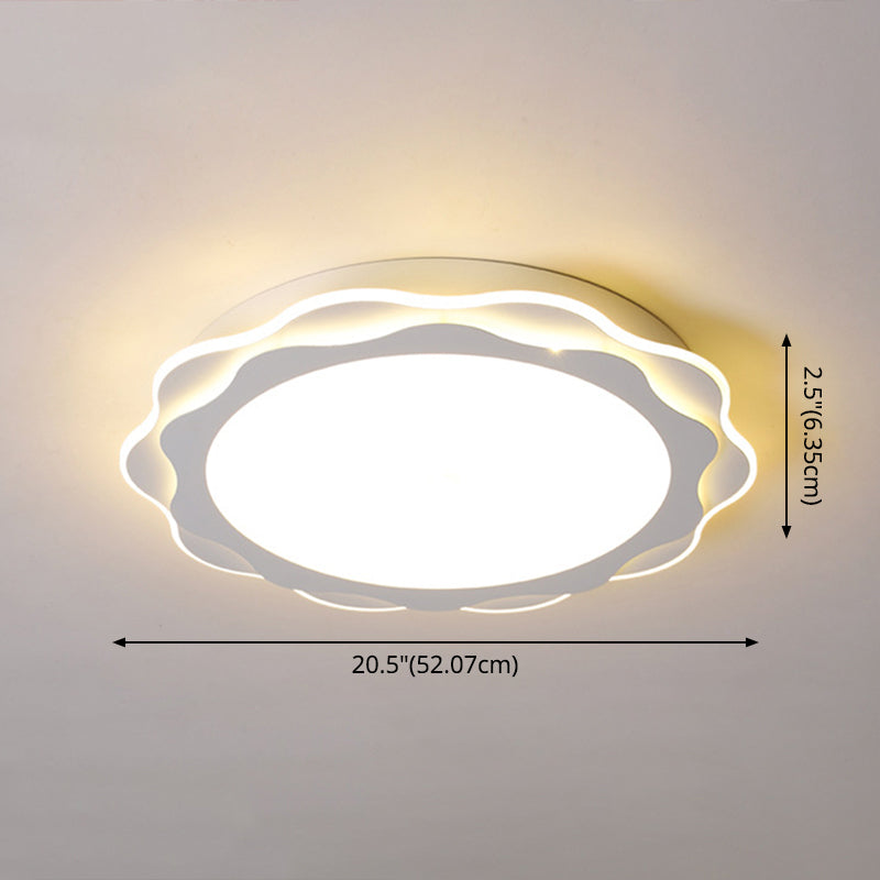 Simplicity LED Flush Mount Light Fixture White Petal Close to Ceiling Lighting with Acrylic Shade Clearhalo 'Ceiling Lights' 'Close To Ceiling Lights' 'Lighting' 2604524