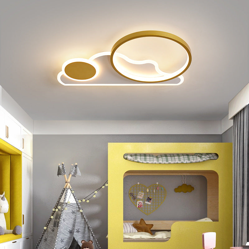 Cloud and Circle Bedroom Flush Ceiling Light Fixture Acrylic LED Simplicity Ceiling Mounted Fixture Gold Clearhalo 'Ceiling Lights' 'Close To Ceiling Lights' 'Lighting' 2604527