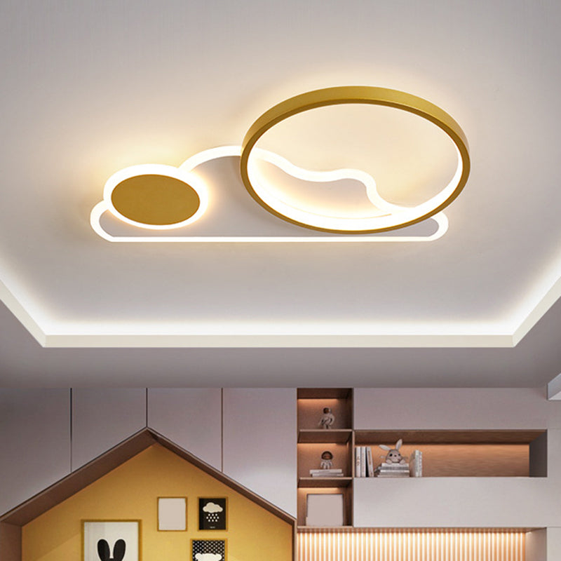 Cloud and Circle Bedroom Flush Ceiling Light Fixture Acrylic LED Simplicity Ceiling Mounted Fixture Clearhalo 'Ceiling Lights' 'Close To Ceiling Lights' 'Lighting' 2604528