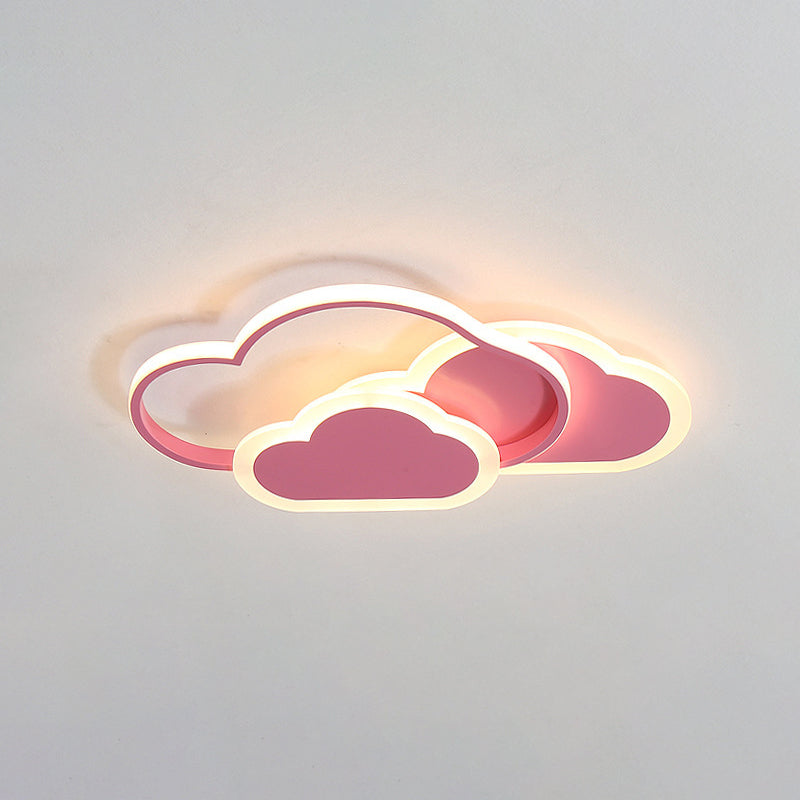 Clouds Acrylic Ceiling Mount Light Fixture Minimalism LED Close To Ceiling Lamp Pink Clearhalo 'Ceiling Lights' 'Close To Ceiling Lights' 'Lighting' 2604538