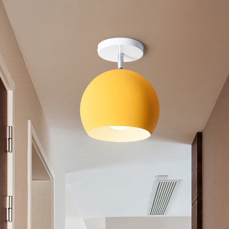 Round Aisle Close to Ceiling Lighting Metal Nordic Style Ceiling Flush Mount Light Yellow Clearhalo 'Ceiling Lights' 'Close To Ceiling Lights' 'Lighting' 2604610