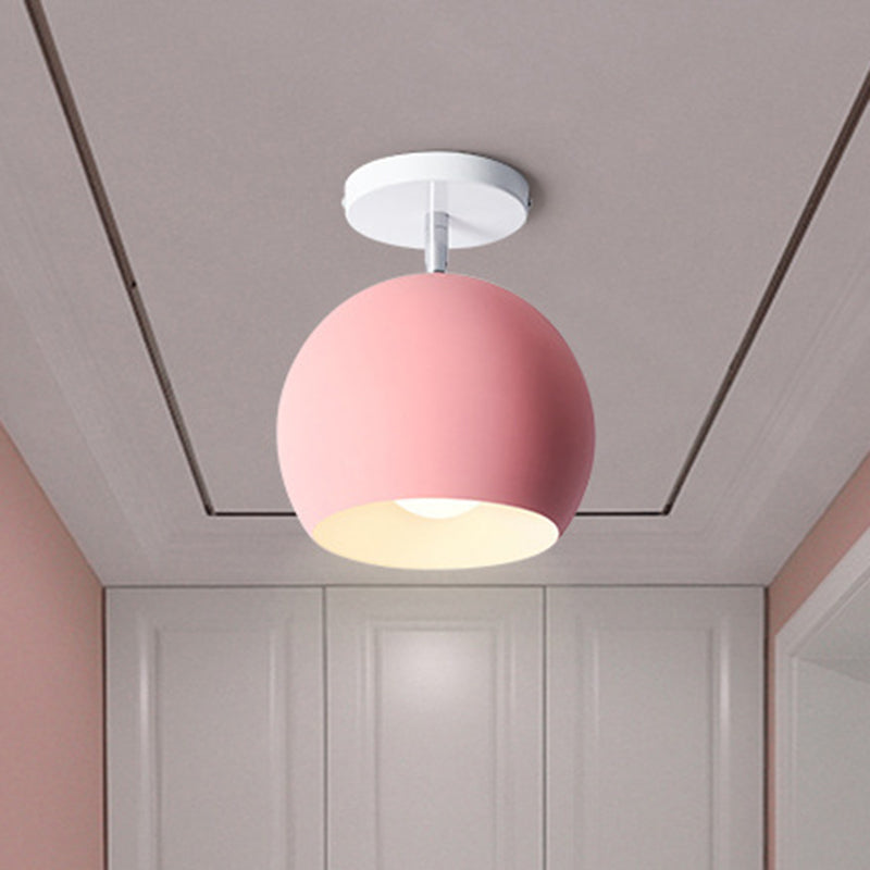 Round Aisle Close to Ceiling Lighting Metal Nordic Style Ceiling Flush Mount Light Pink Clearhalo 'Ceiling Lights' 'Close To Ceiling Lights' 'Lighting' 2604612