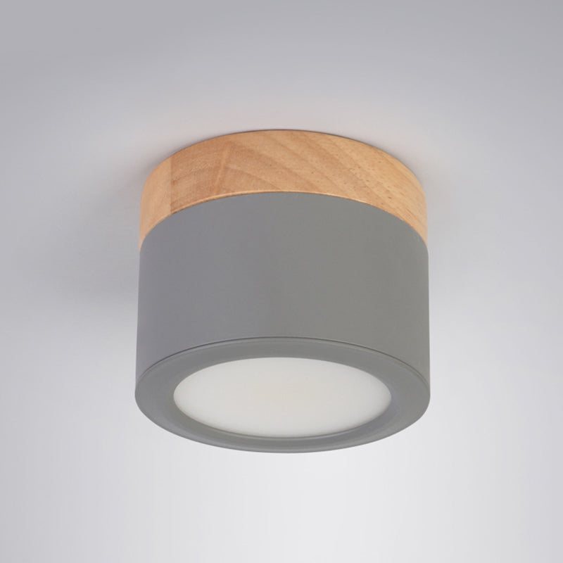 Cylinder Flush Mount Ceiling Fixture Nordic Style LED Metal Flush Ceiling Light Fixture Grey Clearhalo 'Ceiling Lights' 'Close To Ceiling Lights' 'Lighting' 2604618