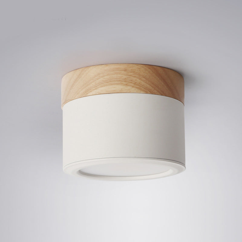 Cylinder Flush Mount Ceiling Fixture Nordic Style LED Metal Flush Ceiling Light Fixture White Clearhalo 'Ceiling Lights' 'Close To Ceiling Lights' 'Lighting' 2604621