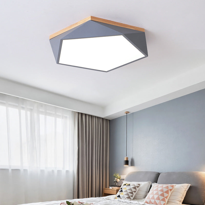 Pentagon Flush Mount Lighting Modern Style Metal LED Bedroom Flush Mount Ceiling Light Fixture Grey Clearhalo 'Ceiling Lights' 'Close To Ceiling Lights' 'Lighting' 2604647