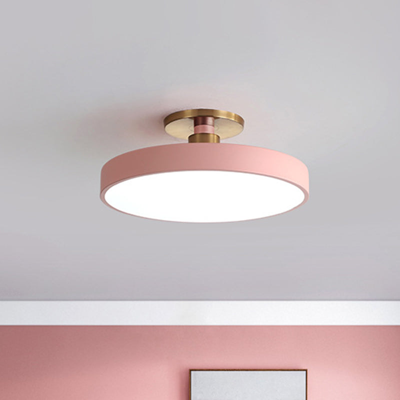 Circular Ring Acrylic Semi Flush Mount Lighting Modern LED Semi Flush Ceiling Light Fixture Pink Clearhalo 'Ceiling Lights' 'Close To Ceiling Lights' 'Lighting' 2604658