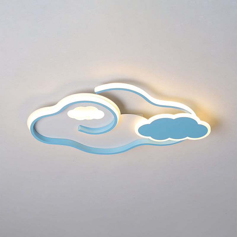 Cloud Kids Bedroom Ceiling Flush Mount Light Metal LED Contemporary Flush Mount Lamp in Blue Blue 21.5" Clearhalo 'Ceiling Lights' 'Close To Ceiling Lights' 'Lighting' 2604672