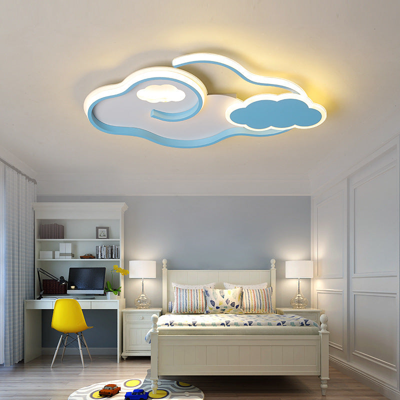 Cloud Kids Bedroom Ceiling Flush Mount Light Metal LED Contemporary Flush Mount Lamp in Blue Clearhalo 'Ceiling Lights' 'Close To Ceiling Lights' 'Lighting' 2604674