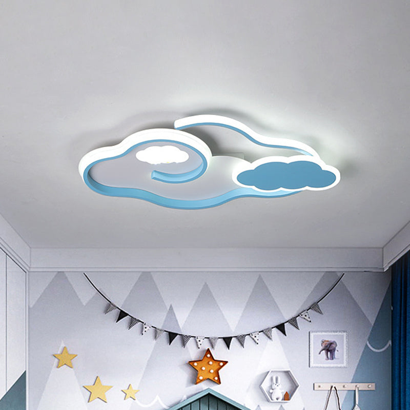 Cloud Kids Bedroom Ceiling Flush Mount Light Metal LED Contemporary Flush Mount Lamp in Blue Clearhalo 'Ceiling Lights' 'Close To Ceiling Lights' 'Lighting' 2604675