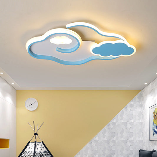 Cloud Kids Bedroom Ceiling Flush Mount Light Metal LED Contemporary Flush Mount Lamp in Blue Clearhalo 'Ceiling Lights' 'Close To Ceiling Lights' 'Lighting' 2604676