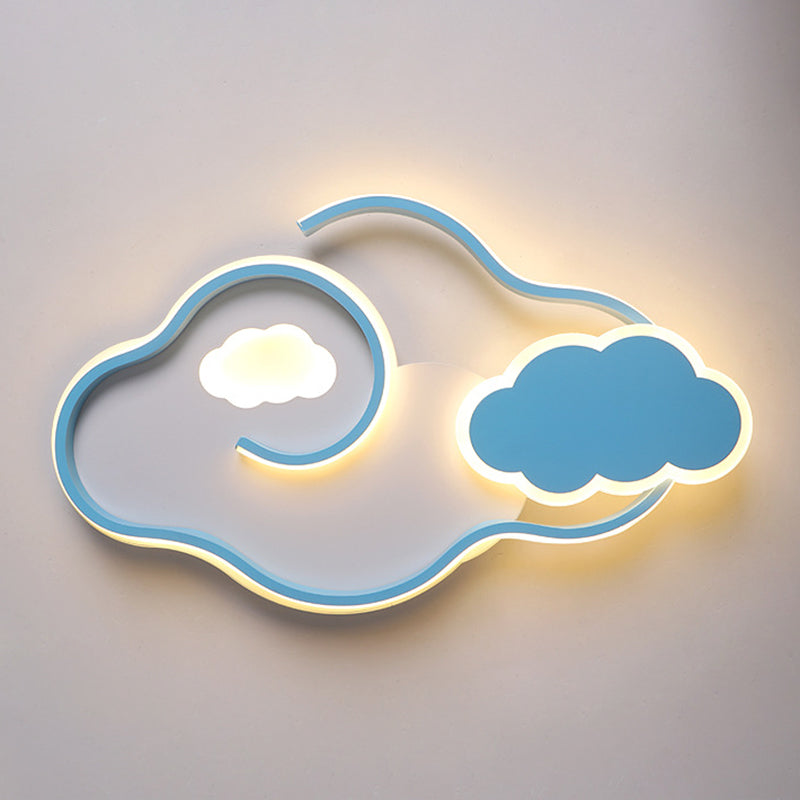 Cloud Kids Bedroom Ceiling Flush Mount Light Metal LED Contemporary Flush Mount Lamp in Blue Clearhalo 'Ceiling Lights' 'Close To Ceiling Lights' 'Lighting' 2604681