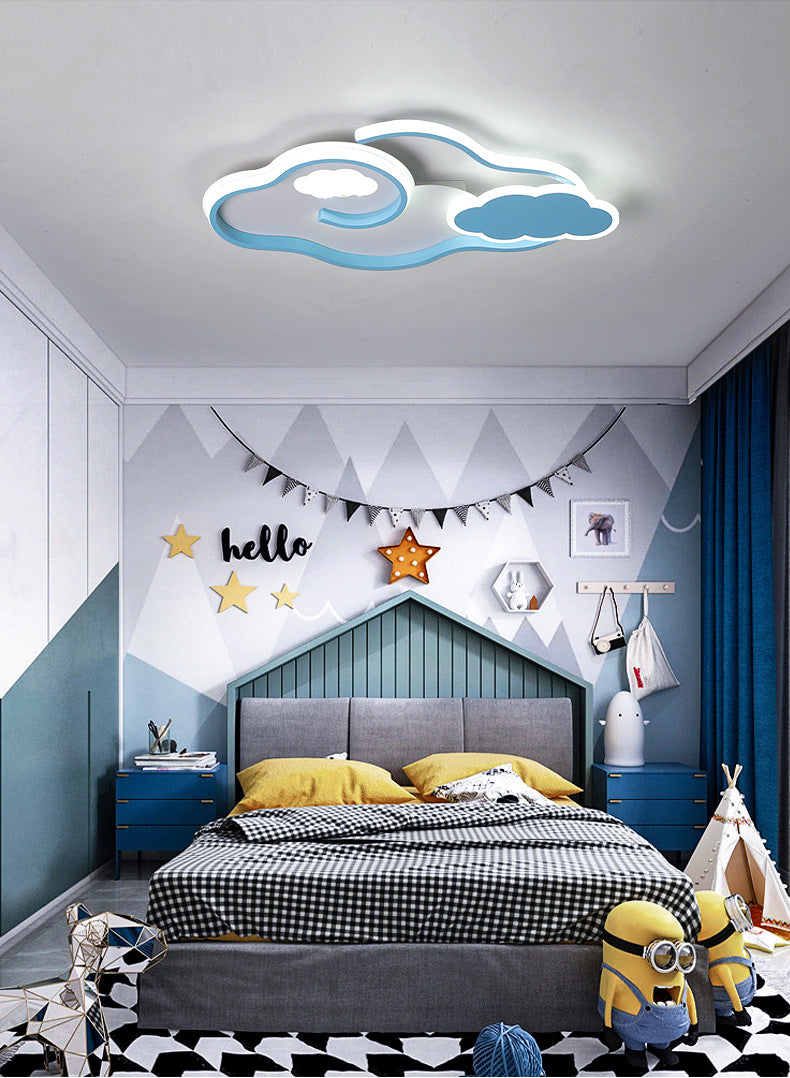 Cloud Kids Bedroom Ceiling Flush Mount Light Metal LED Contemporary Flush Mount Lamp in Blue Clearhalo 'Ceiling Lights' 'Close To Ceiling Lights' 'Lighting' 2604683