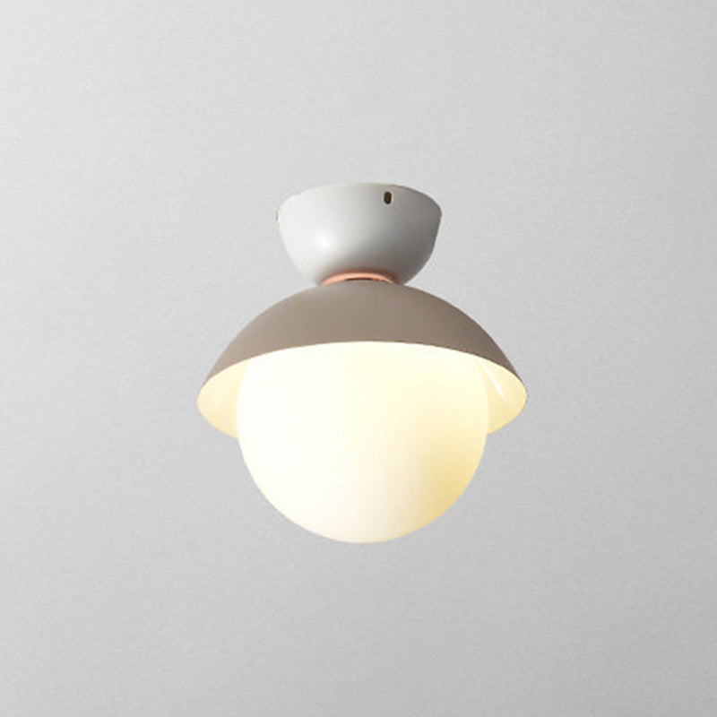 Round Ceiling Flush Mount Light Nordic Style Metal Close to Ceiling Lighting Fixture Grey Clearhalo 'Ceiling Lights' 'Close To Ceiling Lights' 'Lighting' 2604689