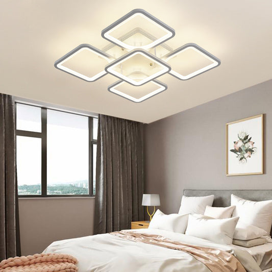 Acrylic Square Semi Flush Mount Ceiling Light Modern Style LED White Semi Flush Mount 5 White Clearhalo 'Ceiling Lights' 'Close To Ceiling Lights' 'Lighting' 2604699