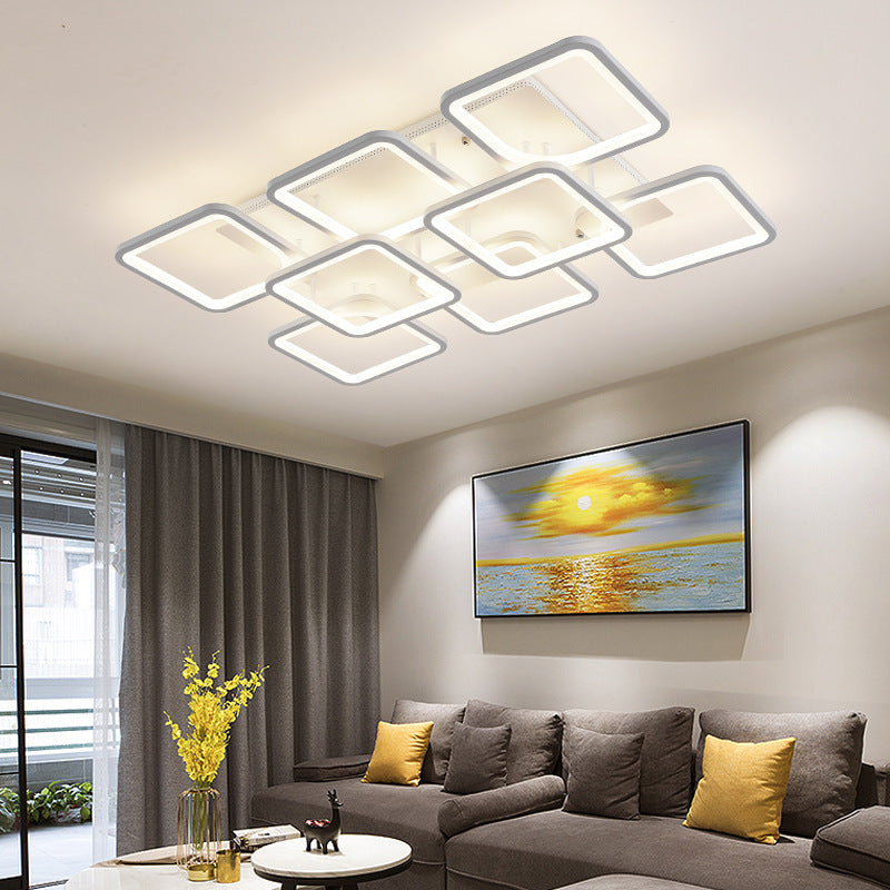 Acrylic Square Semi Flush Mount Ceiling Light Modern Style LED White Semi Flush Mount 8 White Clearhalo 'Ceiling Lights' 'Close To Ceiling Lights' 'Lighting' 2604700