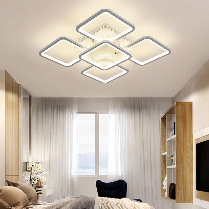 Acrylic Square Semi Flush Mount Ceiling Light Modern Style LED White Semi Flush Mount Clearhalo 'Ceiling Lights' 'Close To Ceiling Lights' 'Lighting' 2604701