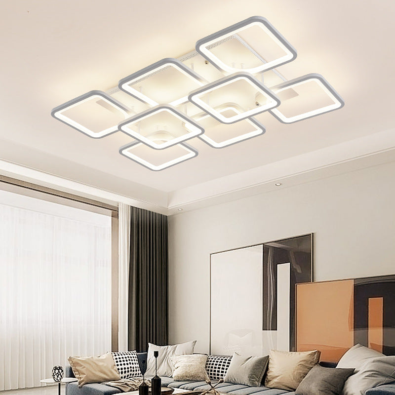 Acrylic Square Semi Flush Mount Ceiling Light Modern Style LED White Semi Flush Mount Clearhalo 'Ceiling Lights' 'Close To Ceiling Lights' 'Lighting' 2604702