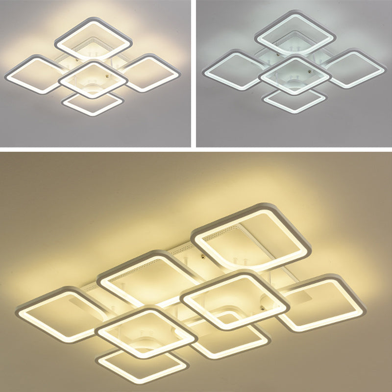 Acrylic Square Semi Flush Mount Ceiling Light Modern Style LED White Semi Flush Mount Clearhalo 'Ceiling Lights' 'Close To Ceiling Lights' 'Lighting' 2604705