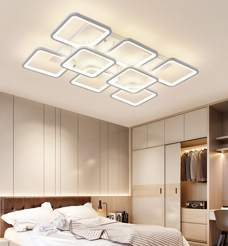 Acrylic Square Semi Flush Mount Ceiling Light Modern Style LED White Semi Flush Mount Clearhalo 'Ceiling Lights' 'Close To Ceiling Lights' 'Lighting' 2604707