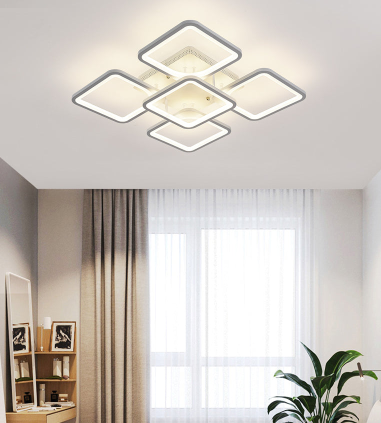 Acrylic Square Semi Flush Mount Ceiling Light Modern Style LED White Semi Flush Mount Clearhalo 'Ceiling Lights' 'Close To Ceiling Lights' 'Lighting' 2604708