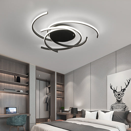 Modern Style Spiral Flush Mount Ceiling Light Metal LED Bedroom Ceiling Light Fixture Black Clearhalo 'Ceiling Lights' 'Close To Ceiling Lights' 'Lighting' 2604709