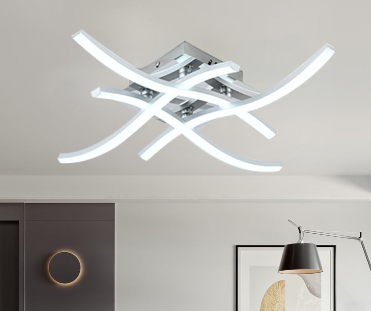 Contemporary LED Semi Flush Mount Ceiling Light Chrome Twisted Ceiling Flush Mount Light with Metal Shade Clearhalo 'Ceiling Lights' 'Close To Ceiling Lights' 'Lighting' 2604723