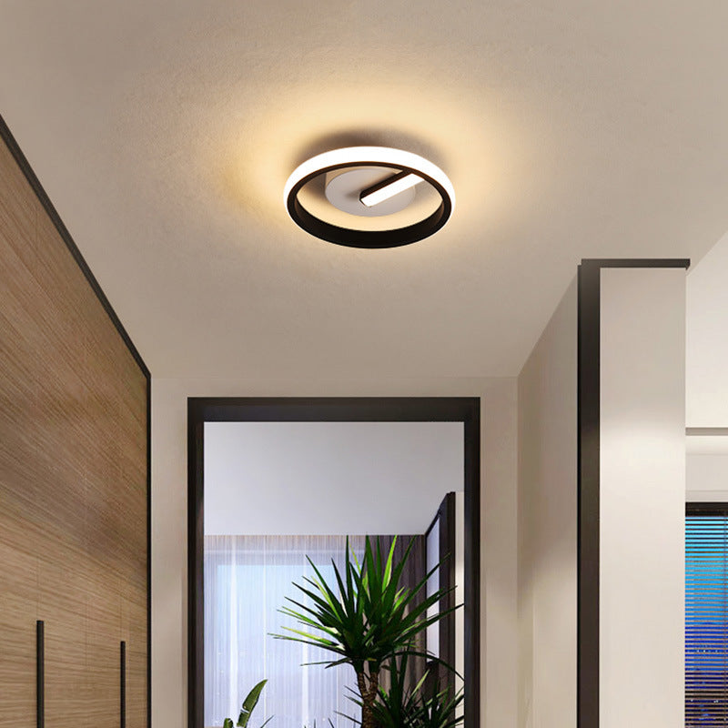 LED Aisle Close to Ceiling Lighting Fixture Minimalist Black Ceiling Flush Mount Light with Circle Metal Shade Clearhalo 'Ceiling Lights' 'Close To Ceiling Lights' 'Lighting' 2604725