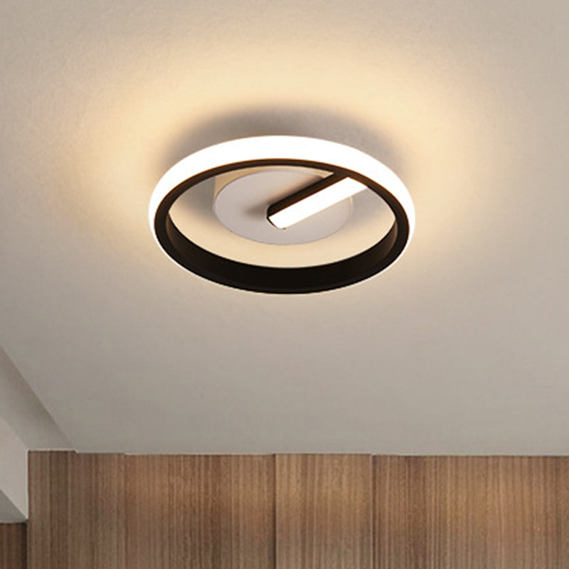 LED Aisle Close to Ceiling Lighting Fixture Minimalist Black Ceiling Flush Mount Light with Circle Metal Shade Clearhalo 'Ceiling Lights' 'Close To Ceiling Lights' 'Lighting' 2604726