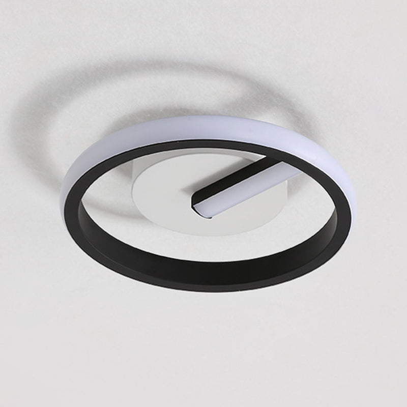 LED Aisle Close to Ceiling Lighting Fixture Minimalist Black Ceiling Flush Mount Light with Circle Metal Shade Clearhalo 'Ceiling Lights' 'Close To Ceiling Lights' 'Lighting' 2604727