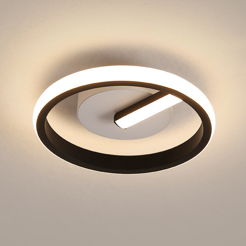 LED Aisle Close to Ceiling Lighting Fixture Minimalist Black Ceiling Flush Mount Light with Circle Metal Shade Clearhalo 'Ceiling Lights' 'Close To Ceiling Lights' 'Lighting' 2604729