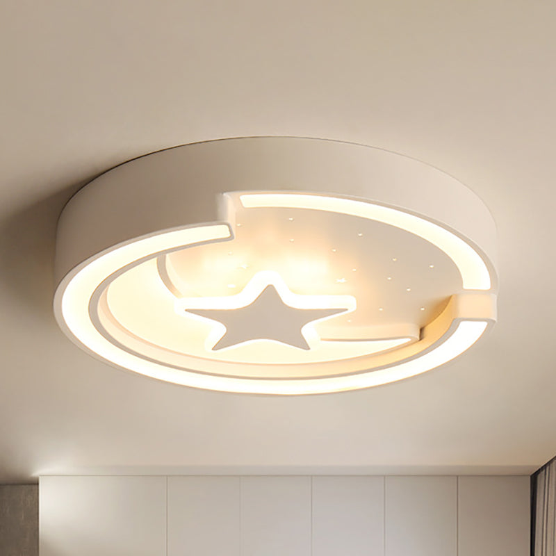 16"/19.5" W Contemporary Round Flushmount with Star Metal Led Indoor Flush Ceiling Light in White Clearhalo 'Ceiling Lights' 'Close To Ceiling Lights' 'Close to ceiling' 'Flush mount' Lighting' 260473