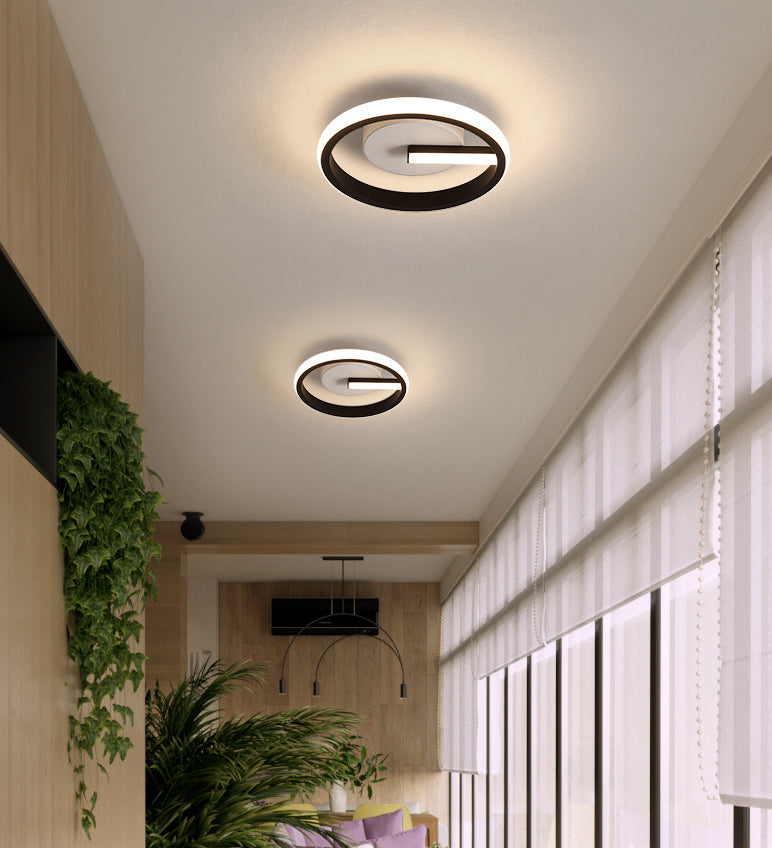 LED Aisle Close to Ceiling Lighting Fixture Minimalist Black Ceiling Flush Mount Light with Circle Metal Shade Clearhalo 'Ceiling Lights' 'Close To Ceiling Lights' 'Lighting' 2604730