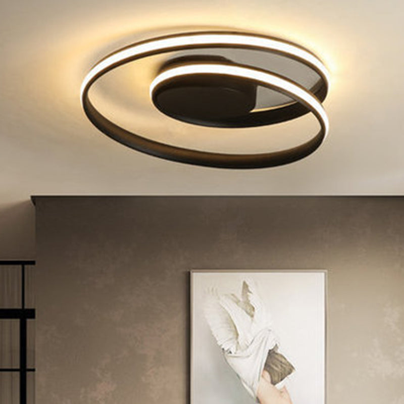 Simplicity Circle Ceiling Flush Mount Light Metal LED Bedroom Close to Ceiling Lamp Black Clearhalo 'Ceiling Lights' 'Close To Ceiling Lights' 'Lighting' 2604731