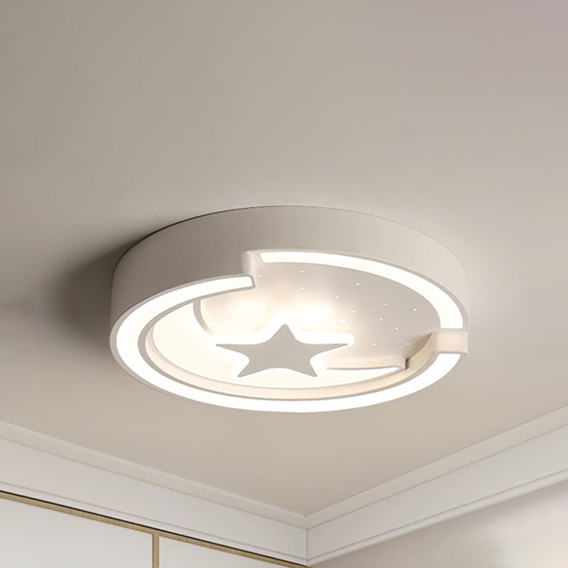 16"/19.5" W Contemporary Round Flushmount with Star Metal Led Indoor Flush Ceiling Light in White White Clearhalo 'Ceiling Lights' 'Close To Ceiling Lights' 'Close to ceiling' 'Flush mount' Lighting' 260474