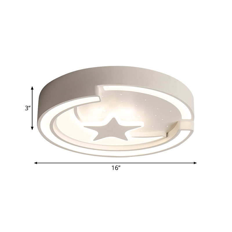 16"/19.5" W Contemporary Round Flushmount with Star Metal Led Indoor Flush Ceiling Light in White Clearhalo 'Ceiling Lights' 'Close To Ceiling Lights' 'Close to ceiling' 'Flush mount' Lighting' 260476