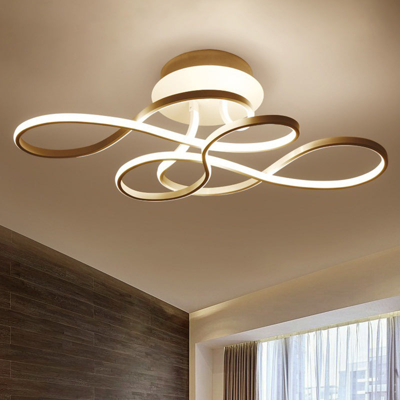 Acrylic Swirl Wave Ceiling Light Fixture Simplicity LED Close to Ceiling Lighting Fixture in White Clearhalo 'Ceiling Lights' 'Close To Ceiling Lights' 'Lighting' 2604773