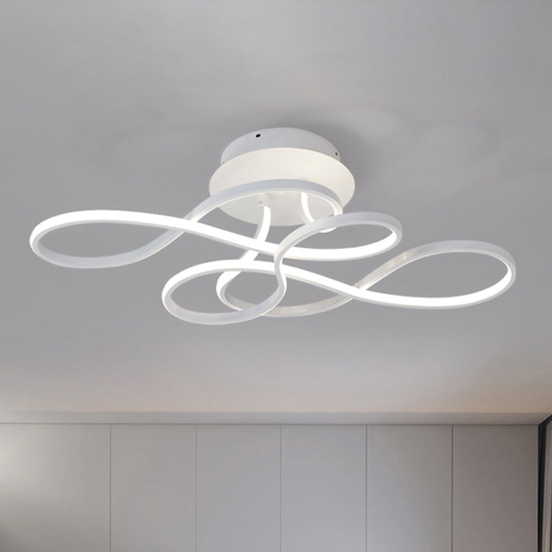 Acrylic Swirl Wave Ceiling Light Fixture Simplicity LED Close to Ceiling Lighting Fixture in White White Clearhalo 'Ceiling Lights' 'Close To Ceiling Lights' 'Lighting' 2604774