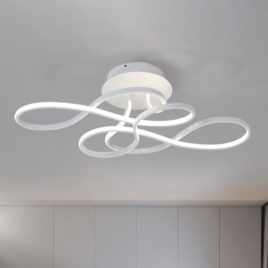 Acrylic Swirl Wave Ceiling Light Fixture Simplicity LED Close to Ceiling Lighting Fixture in White White Clearhalo 'Ceiling Lights' 'Close To Ceiling Lights' 'Lighting' 2604774