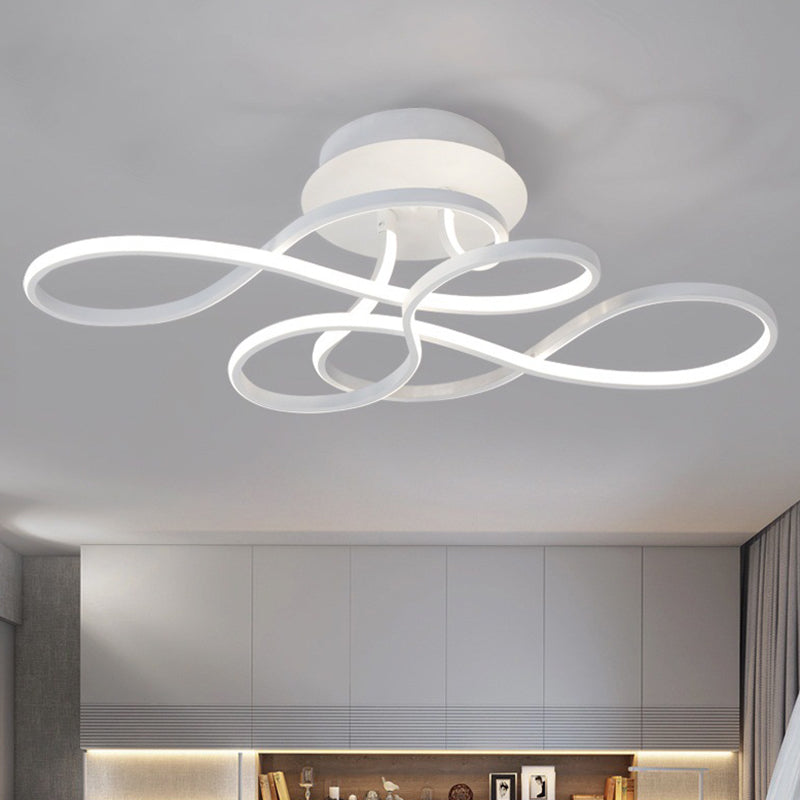 Acrylic Swirl Wave Ceiling Light Fixture Simplicity LED Close to Ceiling Lighting Fixture in White Clearhalo 'Ceiling Lights' 'Close To Ceiling Lights' 'Lighting' 2604775