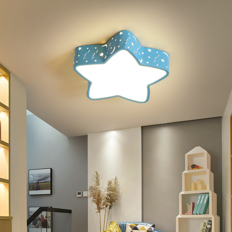 Star Flush Mount Ceiling Light Minimalism Metal LED Bedroom Flush Mounted Ceiling Light Clearhalo 'Ceiling Lights' 'Close To Ceiling Lights' 'Lighting' 2604784