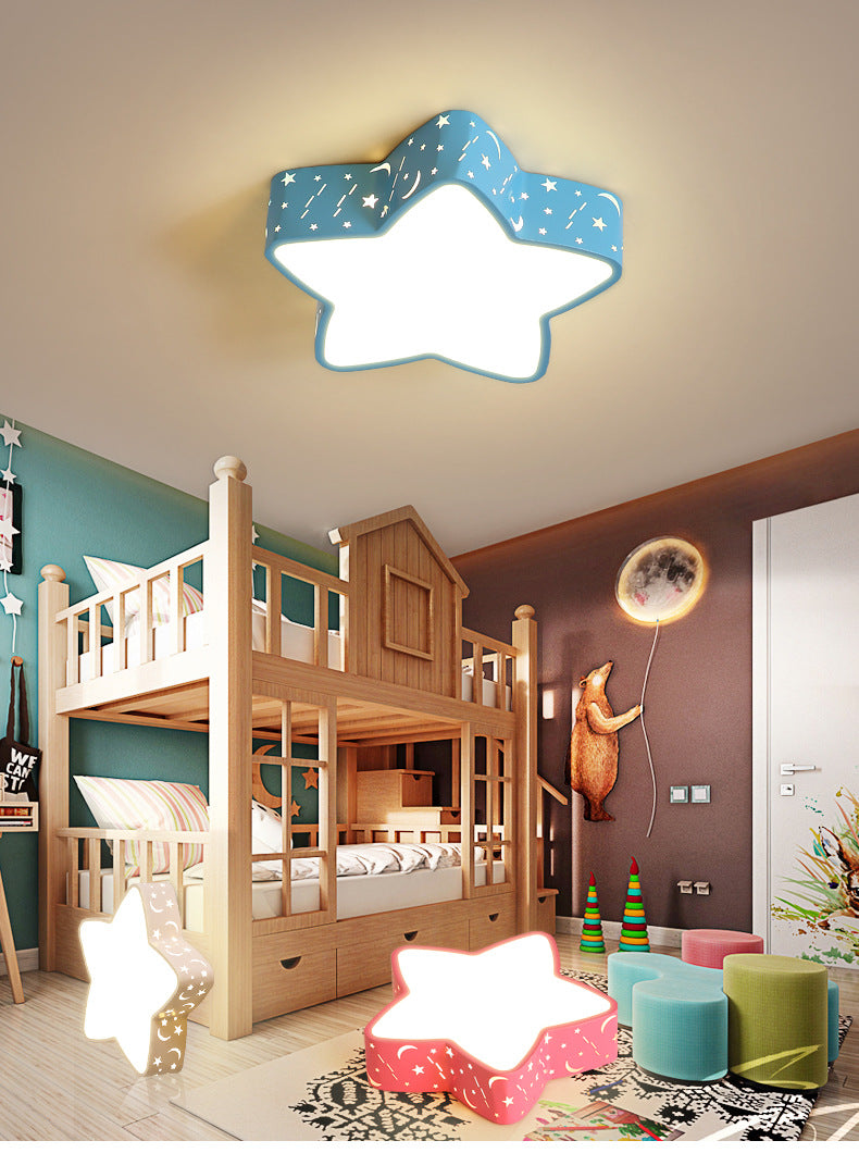 Star Flush Mount Ceiling Light Minimalism Metal LED Bedroom Flush Mounted Ceiling Light Clearhalo 'Ceiling Lights' 'Close To Ceiling Lights' 'Lighting' 2604794